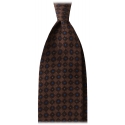 Viola Milano - Diamond Floral Italian Wool Tie - Brown - Handmade in Italy - Luxury Exclusive Collection