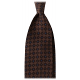Viola Milano - Diamond Floral Italian Wool Tie - Brown - Handmade in Italy - Luxury Exclusive Collection