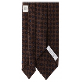 Viola Milano - Diamond Floral Italian Wool Tie - Brown - Handmade in Italy - Luxury Exclusive Collection