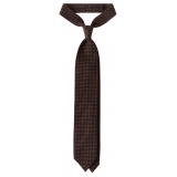 Viola Milano - Diamond Floral Italian Wool Tie - Brown - Handmade in Italy - Luxury Exclusive Collection