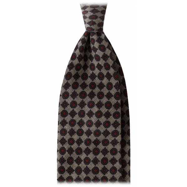 Viola Milano - Diamond Floral Italian Wool Tie - Grey - Handmade in Italy - Luxury Exclusive Collection