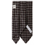 Viola Milano - Diamond Floral Italian Wool Tie - Grey - Handmade in Italy - Luxury Exclusive Collection