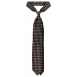 Viola Milano - Diamond Floral Italian Wool Tie - Grey - Handmade in Italy - Luxury Exclusive Collection