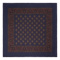 Viola Milano - Diamond Floral Printed Silk Pocket Square - Navy/Brown - Handmade in Italy - Luxury Exclusive Collection