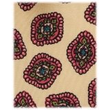 Viola Milano - Diamond Floral Selftipped Italian Silk Tie - Yellow - Handmade in Italy - Luxury Exclusive Collection