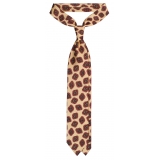 Viola Milano - Diamond Floral Selftipped Italian Silk Tie - Yellow - Handmade in Italy - Luxury Exclusive Collection