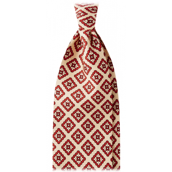 Viola Milano - Diamond Floral Selftipped Silk Tie - Yellow - Handmade in Italy - Luxury Exclusive Collection