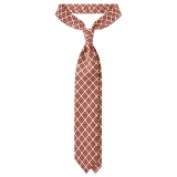 Viola Milano - Diamond Floral Selftipped Silk Tie - Yellow - Handmade in Italy - Luxury Exclusive Collection