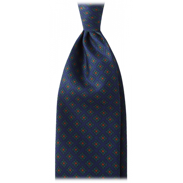 Viola Milano - Cravatta in Seta Madder con Ricamo a Diamante - Blu Navy - Handmade in Italy - Luxury Exclusive Collection