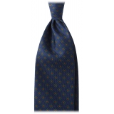 Viola Milano - Cravatta in Seta Madder con Ricamo a Diamante - Blu Navy - Handmade in Italy - Luxury Exclusive Collection