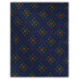 Viola Milano - Cravatta in Seta Madder con Ricamo a Diamante - Blu Navy - Handmade in Italy - Luxury Exclusive Collection