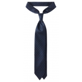 Viola Milano - Cravatta in Seta Madder con Ricamo a Diamante - Blu Navy - Handmade in Italy - Luxury Exclusive Collection