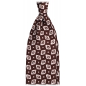 Viola Milano - Cravatta in Seta con Motivo Paisley a Rombi - Marrone/Bianco - Handmade in Italy - Luxury Exclusive Collection