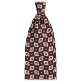 Viola Milano - Cravatta in Seta con Motivo Paisley a Rombi - Marrone/Bianco - Handmade in Italy - Luxury Exclusive Collection