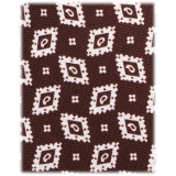 Viola Milano - Cravatta in Seta con Motivo Paisley a Rombi - Marrone/Bianco - Handmade in Italy - Luxury Exclusive Collection