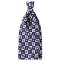 Viola Milano - Cravatta in Seta con Motivo Paisley a Rombi - Navy/Bianco - Handmade in Italy - Luxury Exclusive Collection