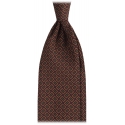 Viola Milano - Cravatta Panama in Seta a 3 Pieghe con Motivo a Rombi - Marrone - Handmade in Italy - Luxury Exclusive Collection