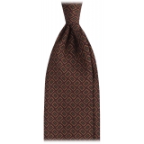 Viola Milano - Diamond Pattern 3-Fold Untipped Panama Silk Tie - Brown - Handmade in Italy - Luxury Exclusive Collection
