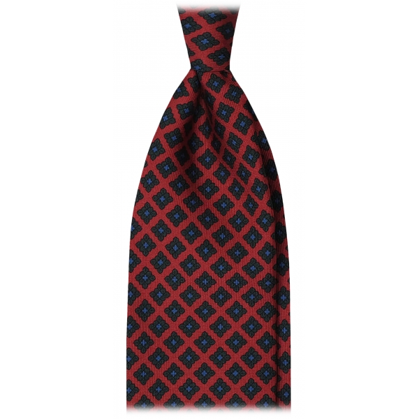 Viola Milano - Cravatta in Seta Antica di Robbia con Motivo a Rombi - Rossa - Handmade in Italy - Luxury Exclusive Collection