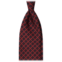 Viola Milano - Cravatta in Seta Antica di Robbia con Motivo a Rombi - Rossa - Handmade in Italy - Luxury Exclusive Collection