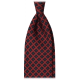 Viola Milano - Cravatta in Seta Antica di Robbia con Motivo a Rombi - Rossa - Handmade in Italy - Luxury Exclusive Collection