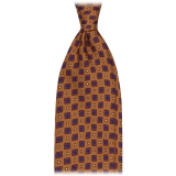 Viola Milano - Cravatta in Seta Italiana con Motivo a Rombi - Bronzo - Handmade in Italy - Luxury Exclusive Collection