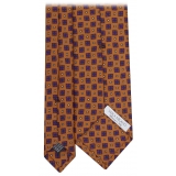 Viola Milano - Cravatta in Seta Italiana con Motivo a Rombi - Bronzo - Handmade in Italy - Luxury Exclusive Collection