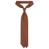 Viola Milano - Cravatta in Seta Italiana con Motivo a Rombi - Bronzo - Handmade in Italy - Luxury Exclusive Collection