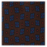 Viola Milano - Cravatta in Seta Italiana con Motivo a Rombi - Mix Marrone - Handmade in Italy - Luxury Exclusive Collection