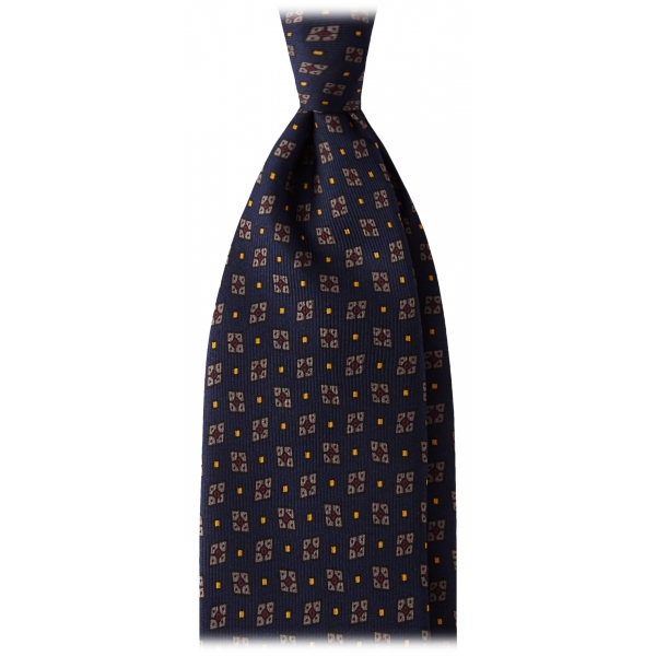 Viola Milano - Cravatta in Seta Italiana con Motivo a Rombi - Mix Navy - Handmade in Italy - Luxury Exclusive Collection