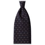 Viola Milano - Cravatta in Seta Italiana con Motivo a Rombi - Mix Navy - Handmade in Italy - Luxury Exclusive Collection