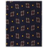 Viola Milano - Cravatta in Seta Italiana con Motivo a Rombi - Mix Navy - Handmade in Italy - Luxury Exclusive Collection