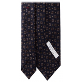 Viola Milano - Cravatta in Seta Italiana con Motivo a Rombi - Mix Navy - Handmade in Italy - Luxury Exclusive Collection