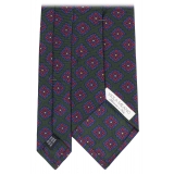 Viola Milano - Cravatta in Seta con Motivo a Rombi - Foresta - Handmade in Italy - Luxury Exclusive Collection