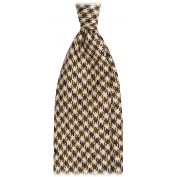 Viola Milano - Cravatta Vintage in 100% Cashmere Denti di Cane - Beige Mix - Handmade in Italy - Luxury Exclusive Collection
