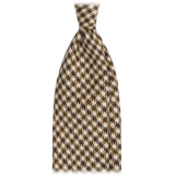 Viola Milano - Dog Tooth Pattern Vintage 100% Cashmere Tie - Beige Mix - Handmade in Italy - Luxury Exclusive Collection