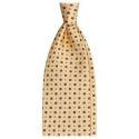 Viola Milano - Dot Floral Selftipped Italian Silk Tie - Yellow - Handmade in Italy - Luxury Exclusive Collection