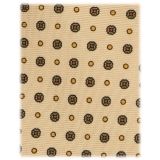 Viola Milano - Dot Floral Selftipped Italian Silk Tie - Yellow - Handmade in Italy - Luxury Exclusive Collection