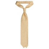 Viola Milano - Dot Floral Selftipped Italian Silk Tie - Yellow - Handmade in Italy - Luxury Exclusive Collection