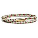 Viola Milano - Bracciale in Pelle Doppia Intrecciata - Bandiera Italiana - Handmade in Italy - Luxury Exclusive Collection