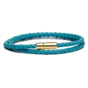 Viola Milano - Double Braided Italian Leather bracelet - Turquoise - Handmade in Italy - Luxury Exclusive Collection