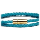 Viola Milano - Double Braided Italian Leather bracelet - Turquoise - Handmade in Italy - Luxury Exclusive Collection
