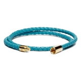 Viola Milano - Double Braided Italian Leather bracelet - Turquoise - Handmade in Italy - Luxury Exclusive Collection