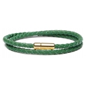 Viola Milano - Double Braided Italian Leather bracelet - Green - Handmade in Italy - Luxury Exclusive Collection
