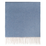 Viola Milano - Sciarpa Double Face 100% Zibellino Cashmere - Blu Ghiaccio - Handmade in Italy - Luxury Exclusive Collection