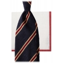 Viola Milano - Pacchetto Essenziale Shantung Stripe - Cravatta + Fazzoletto - Handmade in Italy - Luxury Exclusive Collection