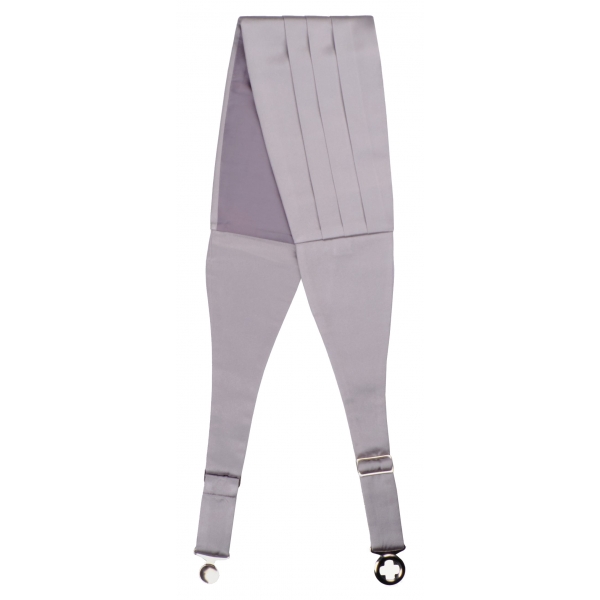 Viola Milano - Fascia in Seta Faille - Grigio Argento - Handmade in Italy - Luxury Exclusive Collection