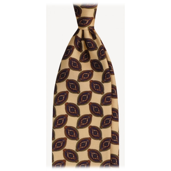 Viola Milano - Fantasy Floral Selftipped Italian Silk Tie - Yellow - Handmade in Italy - Luxury Exclusive Collection