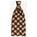 Viola Milano - Fantasy Floral Selftipped Italian Silk Tie - Yellow - Handmade in Italy - Luxury Exclusive Collection
