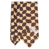 Viola Milano - Cravatta in Seta Italiana con Motivo Floreale Fantasia - Giallo - Handmade in Italy - Luxury Exclusive Collection